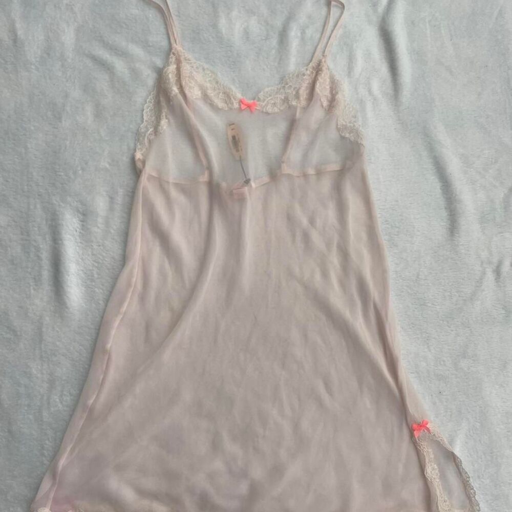 Victoria’s Secret Sheer Slip Dress Women's L Lingerie Feminine Pink Short NWT